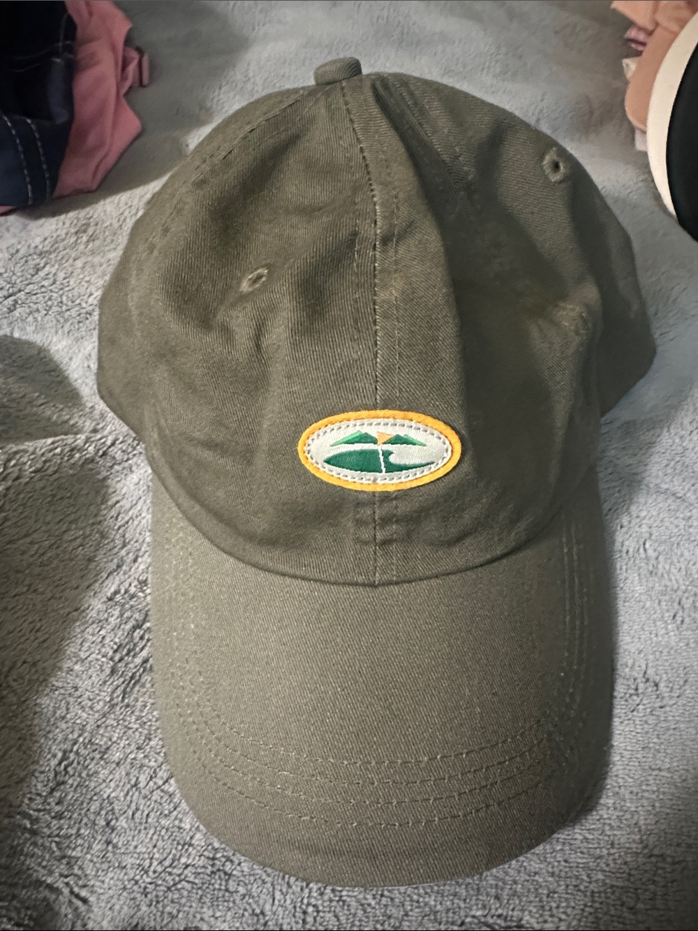 Olive Green Women's Baseball Cap with Embroidered Oval Logo